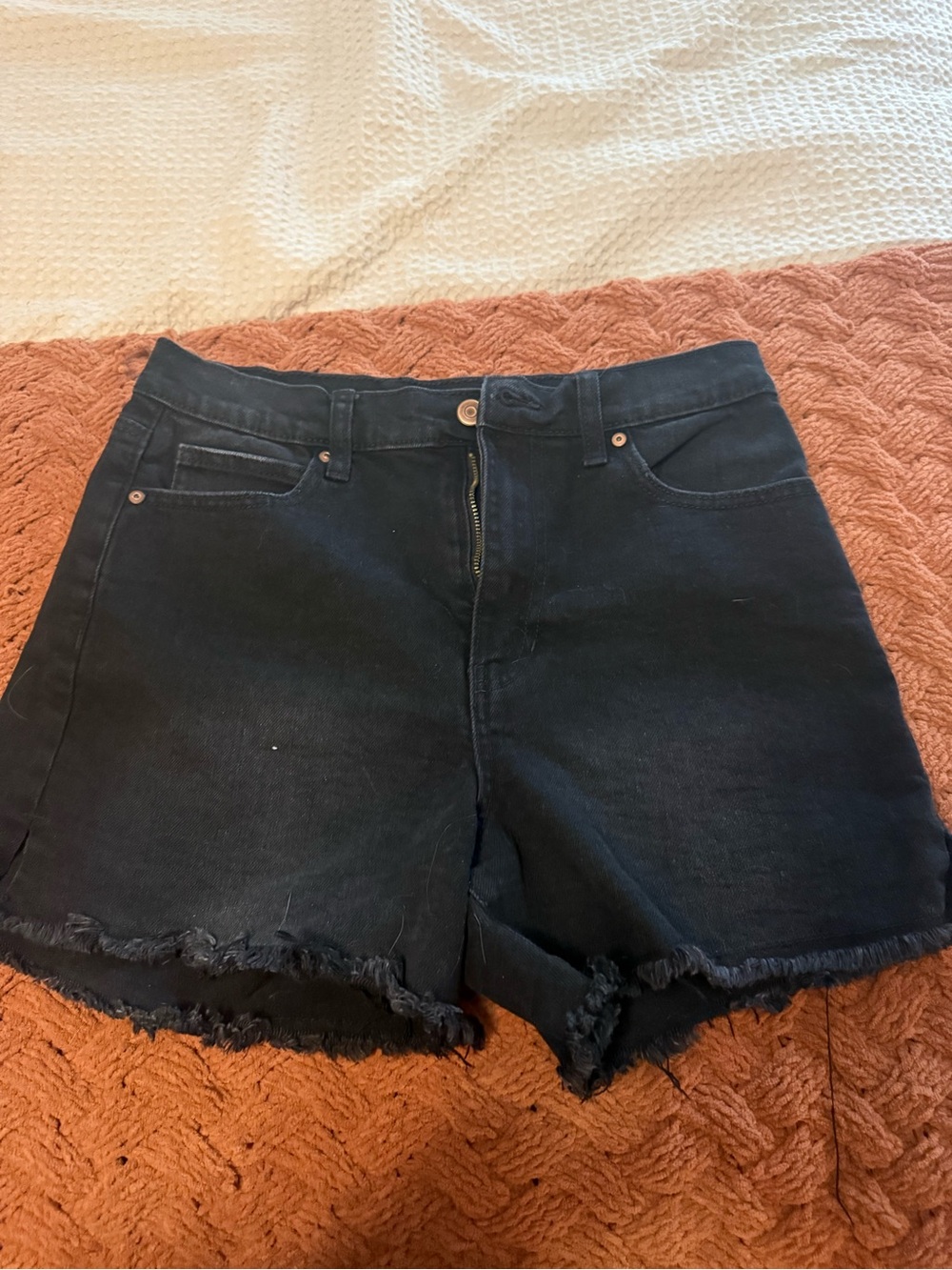 Celebrity Pink Black Frayed Hem Denim Shorts